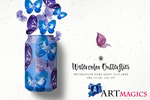 Watercolor Butterflies - 3653116