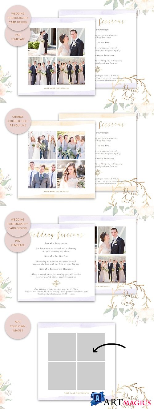 PSD Wedding Photo Card Template #4 - 3665336