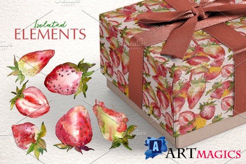 Strawberry Paradise Watercolor png - 3662087