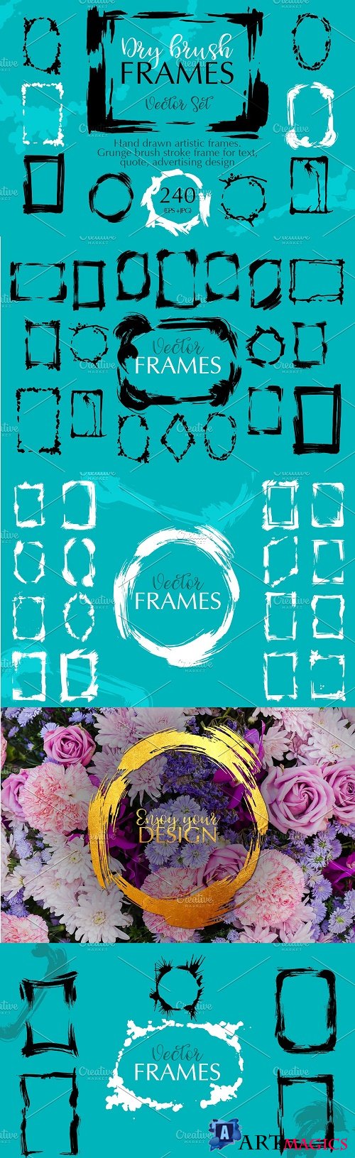 Dry brush frames vector collection - 3634652