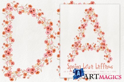 Spring Love 01 Peach & Mint Letters - 3669480