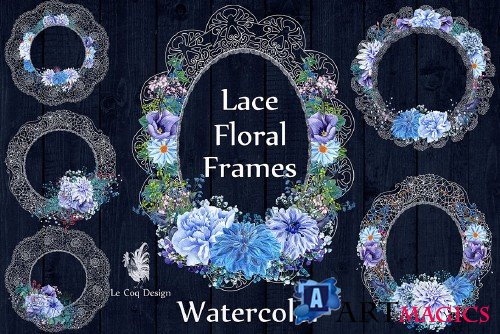 White lace floral frames clipart - 1160399