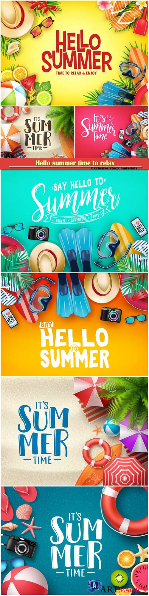 Hello summer time to relax and enjoy vector illustration # 2