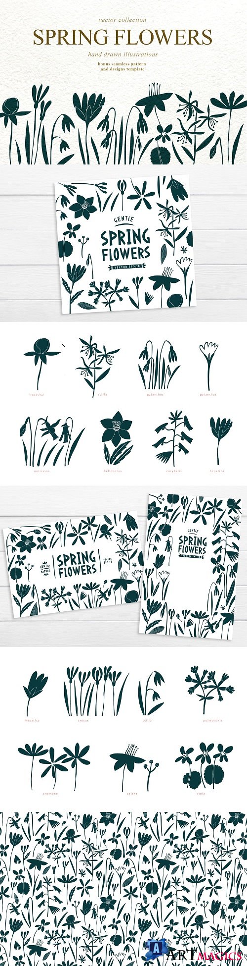Spring Flowers Vector Collection - 3545067