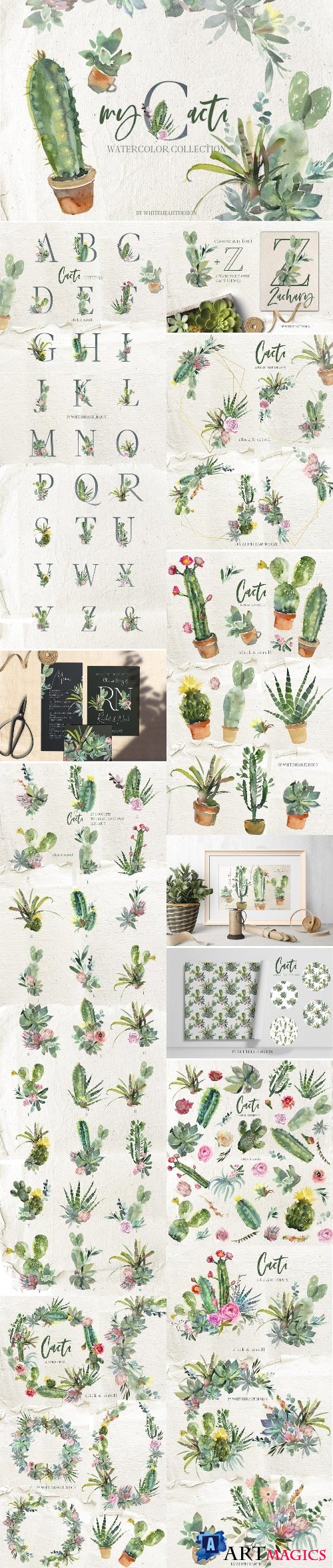 Cacti Watercolor Cactuses Clipart - 2917005