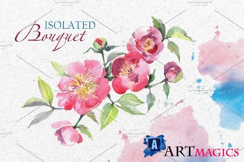 Bouquet with tea roses Watercolor - 3672534
