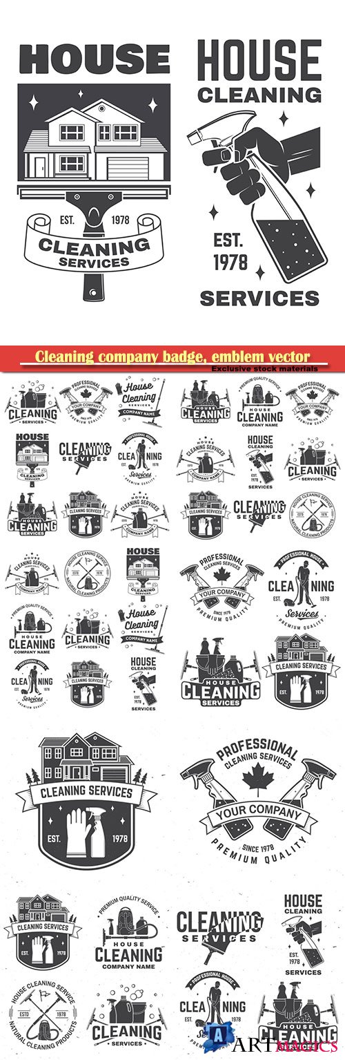 Cleaning company badge, emblem vector illustration