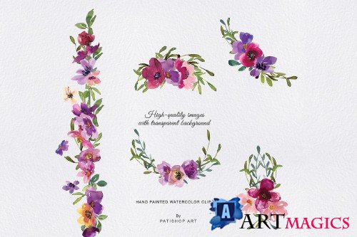 Watercolor Tiny Flowers Clipart - 2852175