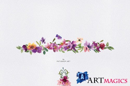 Watercolor Tiny Flowers Clipart - 2852175