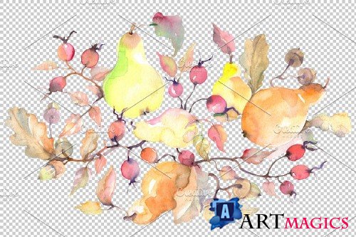 Branch of pears Watercolor png-3685279
