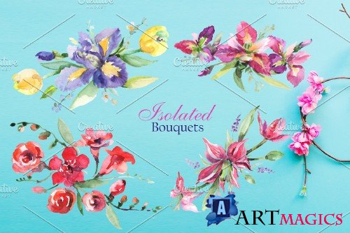 Gentle Bouquets watercolor png - 3682188