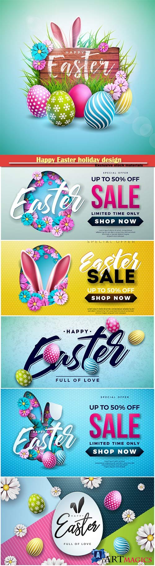 Happy Easter holiday design with painted egg vector illustration