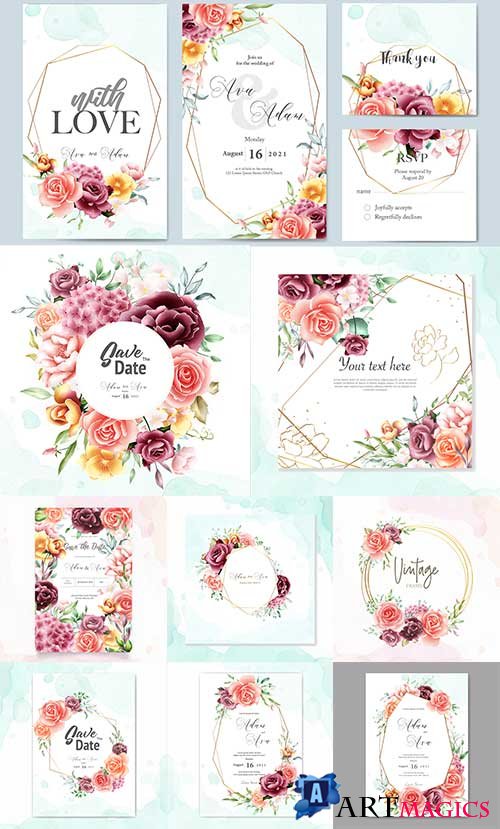    -   / Invitations with flowers - Vector Graphics