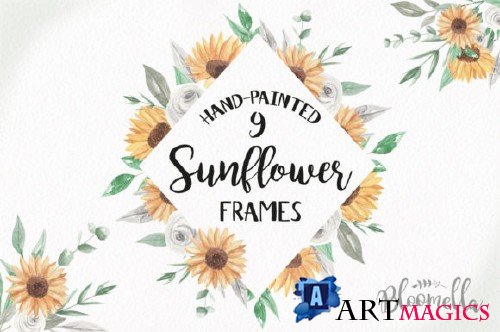 Sunflower Frames Hand Painted Set