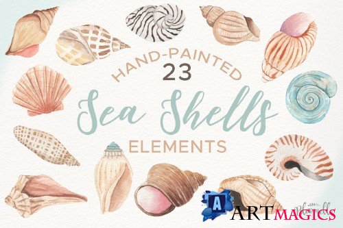 Watercolor Sea Shells Clipart Set - 3609675