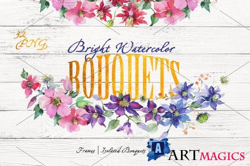 Bright Bouquets Watercolor png - 3689831