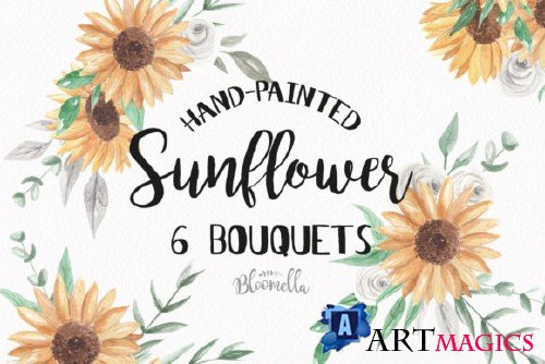 Sunflower Bouquet Watercolor Set