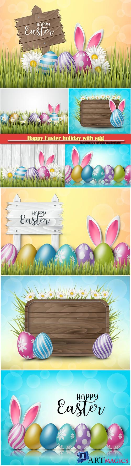 Happy Easter holiday with egg and spring flower vector illustration # 6
