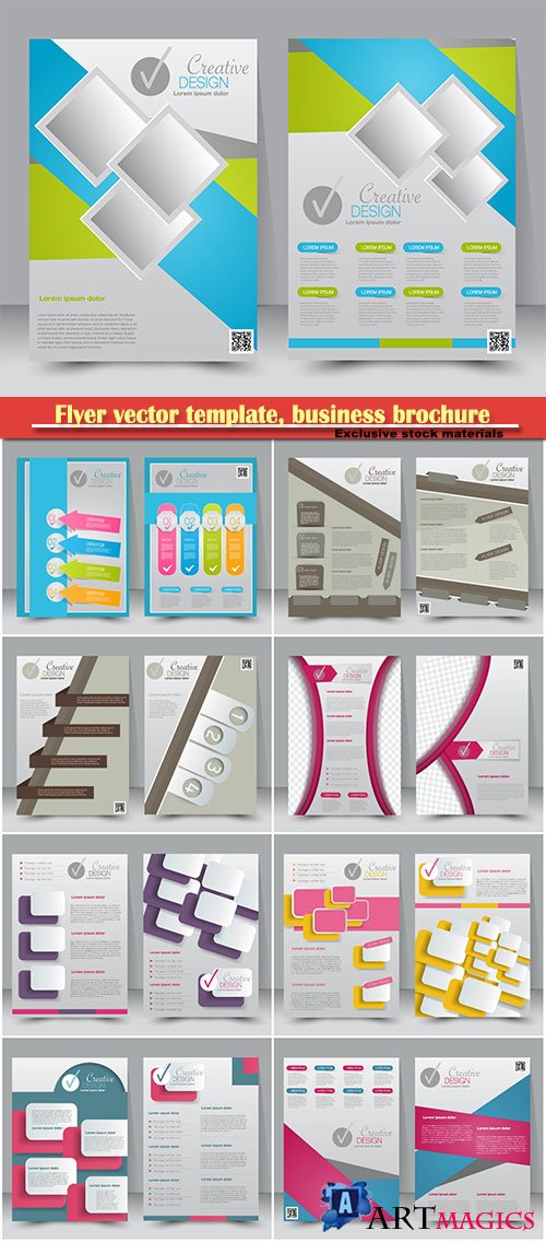Flyer vector template, business brochure, magazine cover