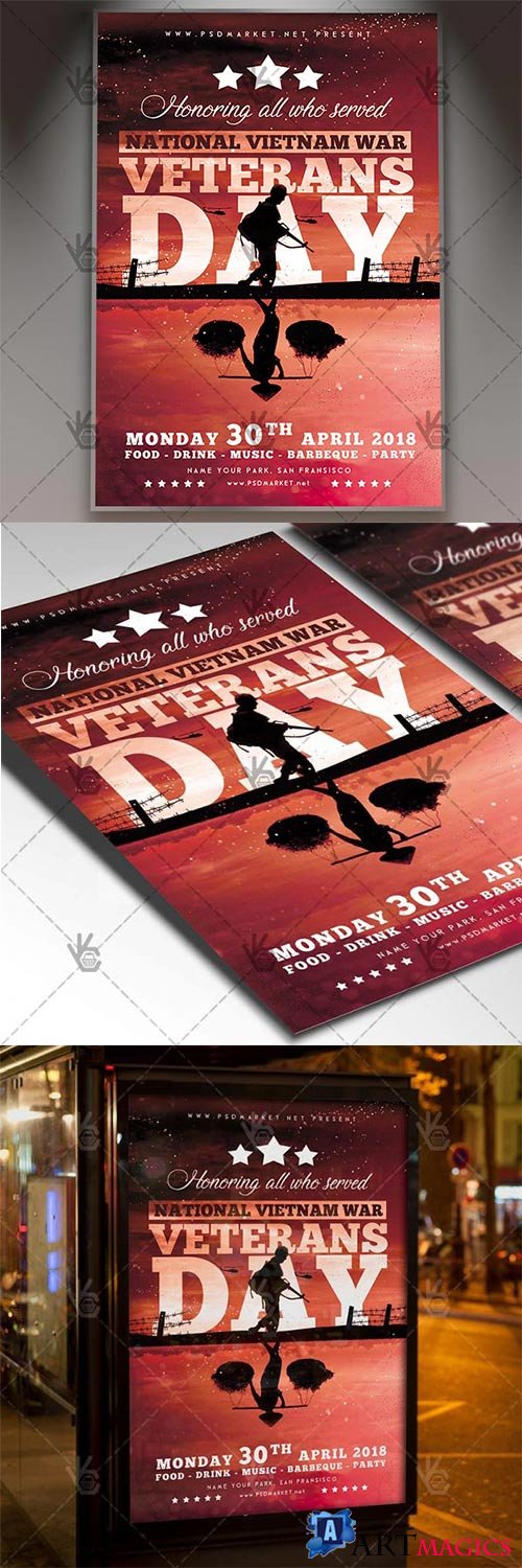 Vietnam Veterans Day Flyer  American PSD Template