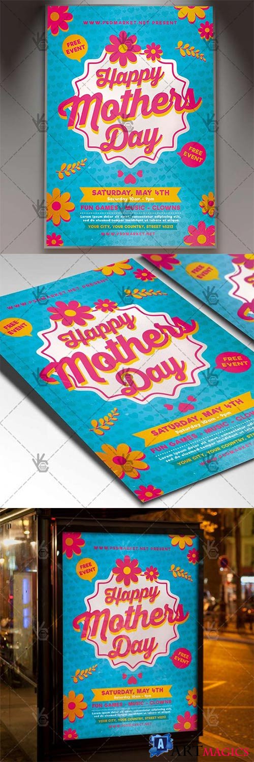 Happy Mothers Day Flyer  Club PSD Template