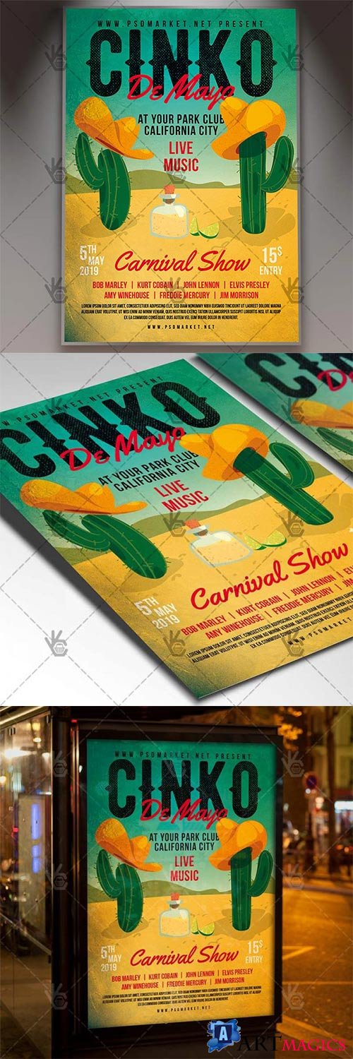 Cinco De Mayo Carnival Flyer  Club PSD Template