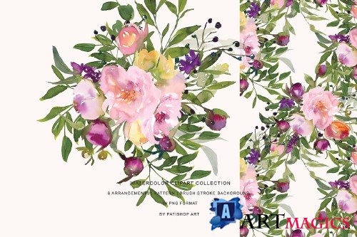 Watercolor Pink Peony Clipart 3695428