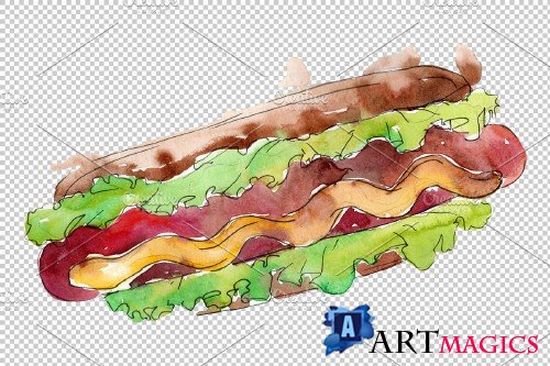 Hot dog in Ukrainian watercolor png - 3698644