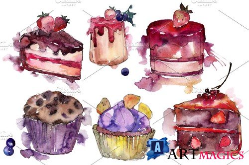 Dessert Love story Watercolor png 3694726