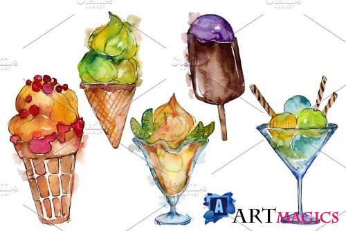 Ice cream Malvina Watercolor png - 3694755