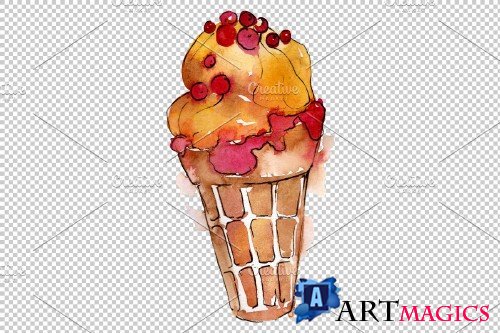 Ice cream Malvina Watercolor png - 3694755