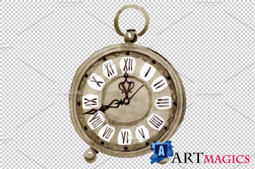 Clock old antiques watercolor png - 3694956