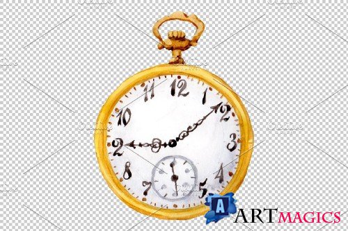 Clock old watercolor png - 3694924
