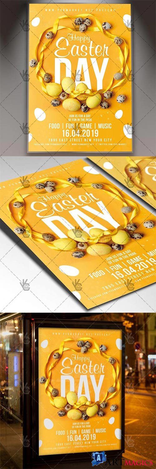 Easter Day Flyer  Spring PSD Template