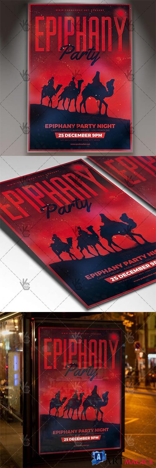 Epiphany Party  Christmas Flyer PSD Template