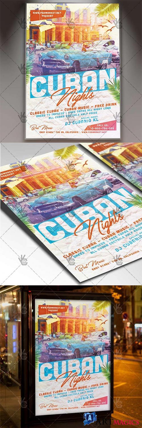 Cuban Nights Flyer  Club Flyer PSD Template
