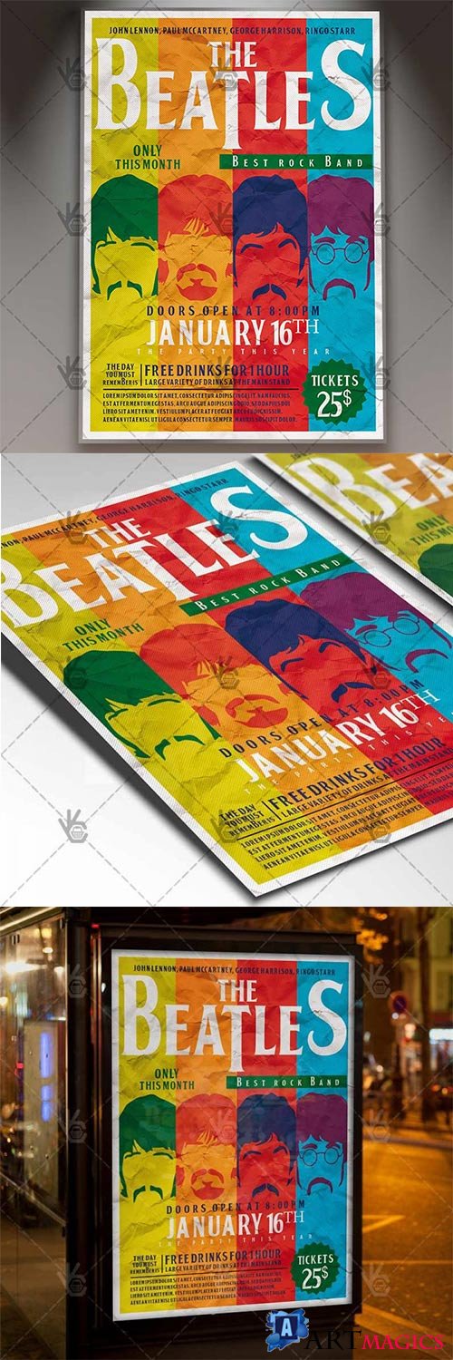 Beatles Day  Club Flyer PSD Template