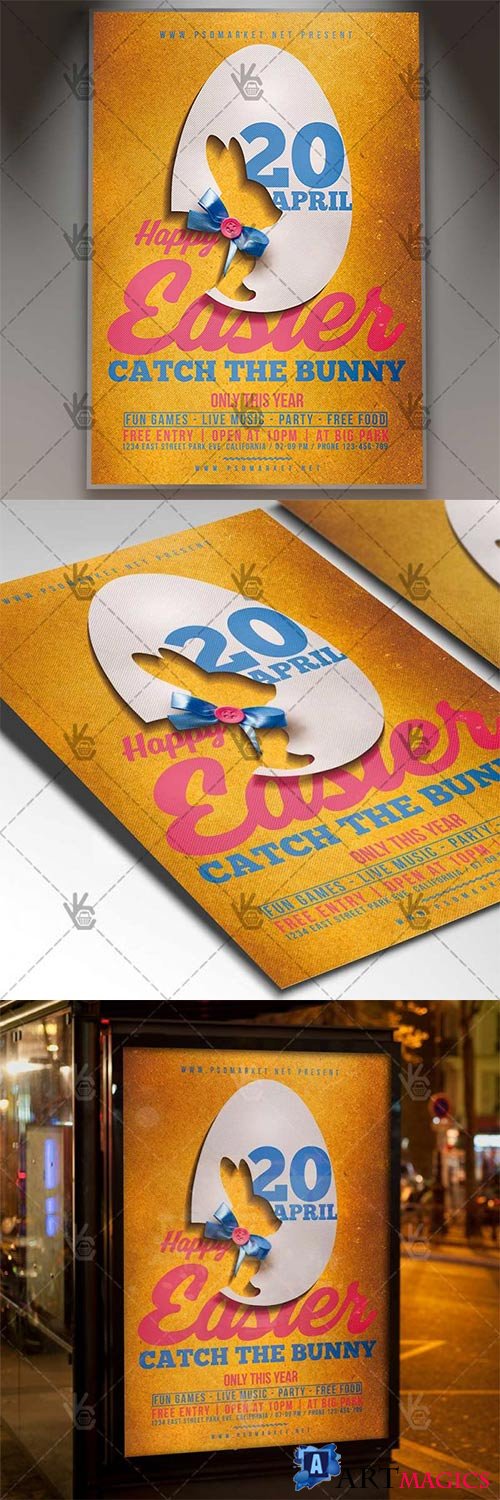 Happy Easter Night Flyer  Spring PSD Template