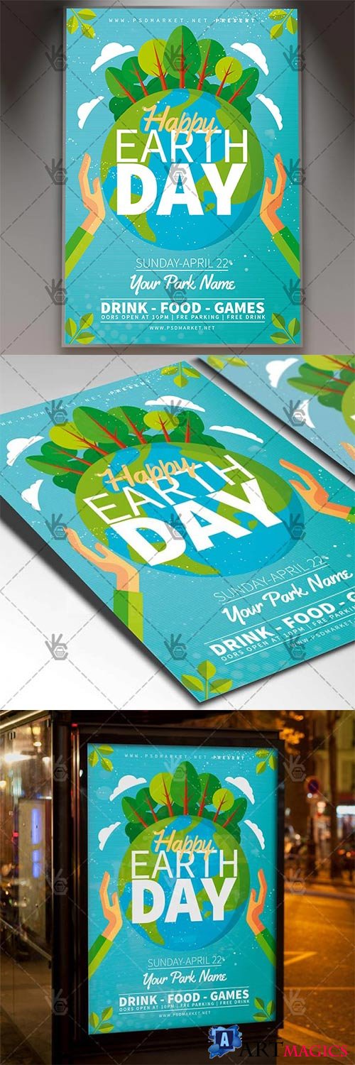 Happy Earth Day  Spring Flyer PSD Template