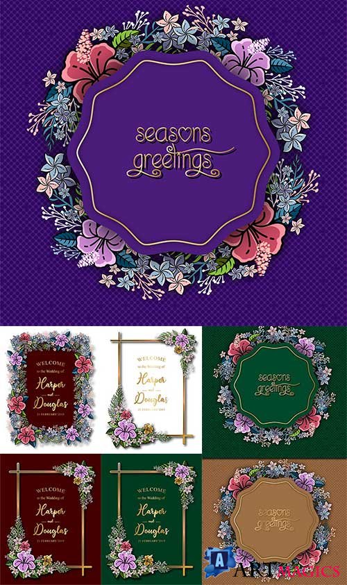      -   / Frames with flowers for invitations - Vector Graphics
