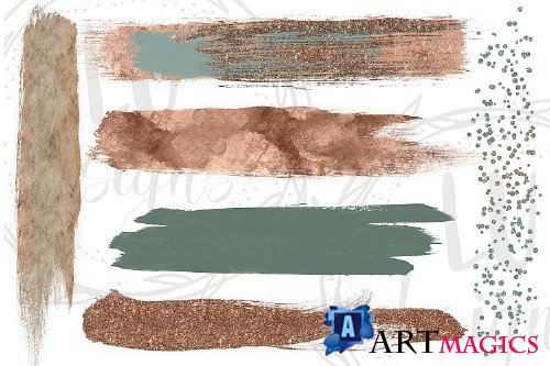 Green and Copper Brush Strokes - 51493