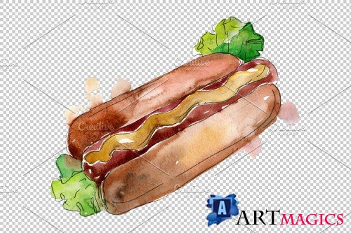 Korean hot dog watercolor png - 3705938