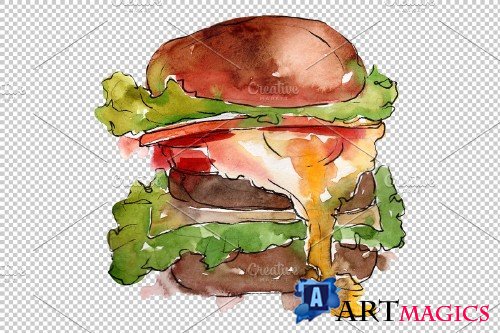 Hamburger for gentleman watercolor - 3705994