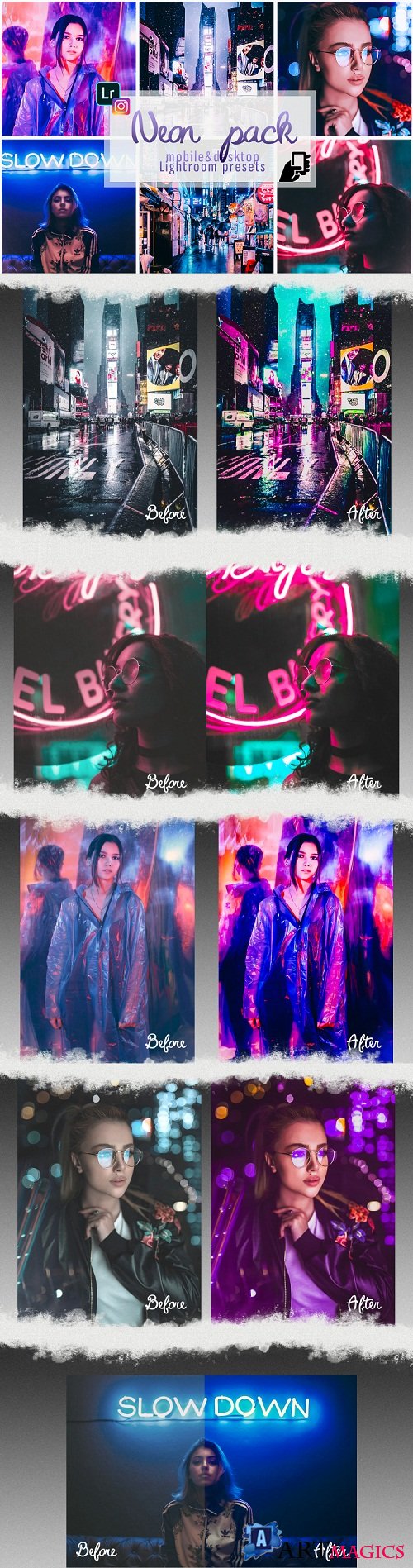Neon preset lightroom mobile pc instagram effects filter - 245552