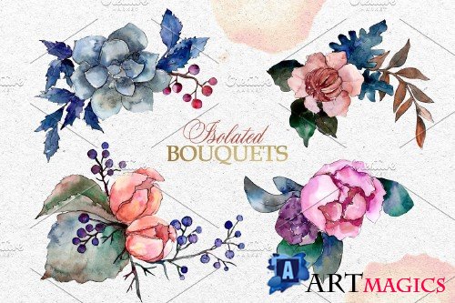 Bouquets Vintage flower Watercolor - 3702041
