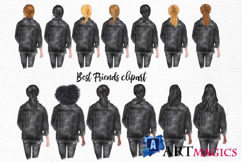 Best Friends Clipart Black Jackets - 3649413
