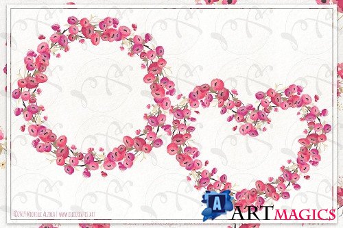 Springtime 03 - Red and Pink Wreaths - 3696847