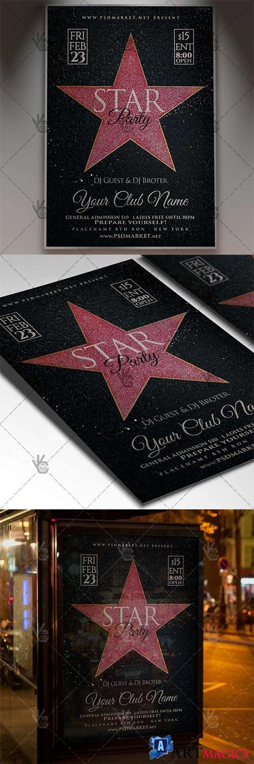 Star Party  Club Flyer PSD Template