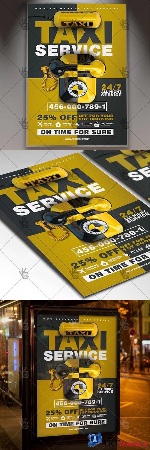 Taxi Service  Business Flyer PSD Template