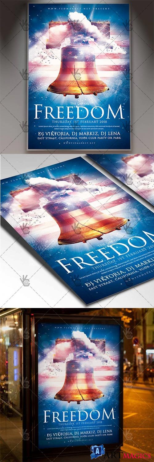 National Freedom Day  American Flyer PSD Template